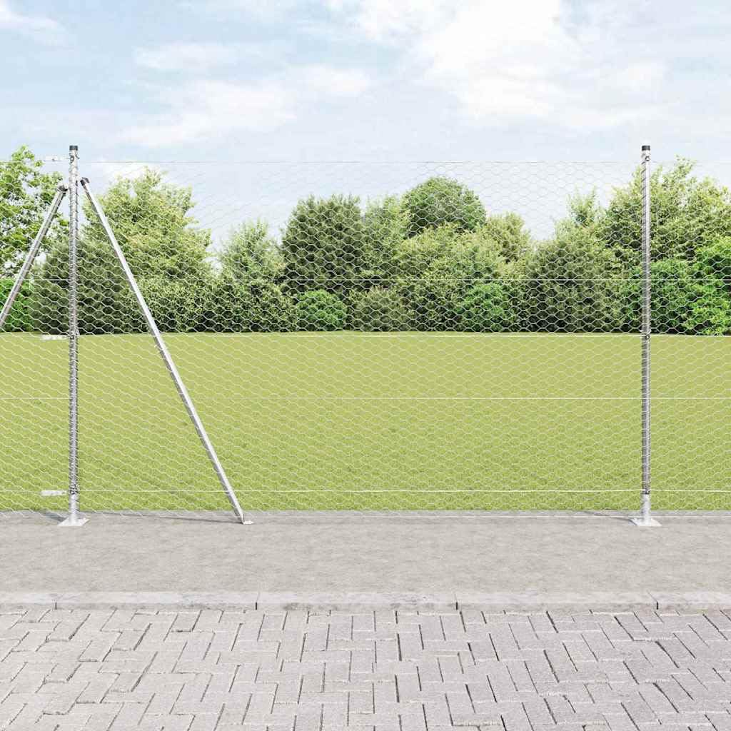 vidaXL Recinzione esagonale con base in cemento 50 x 1,6 m Argento