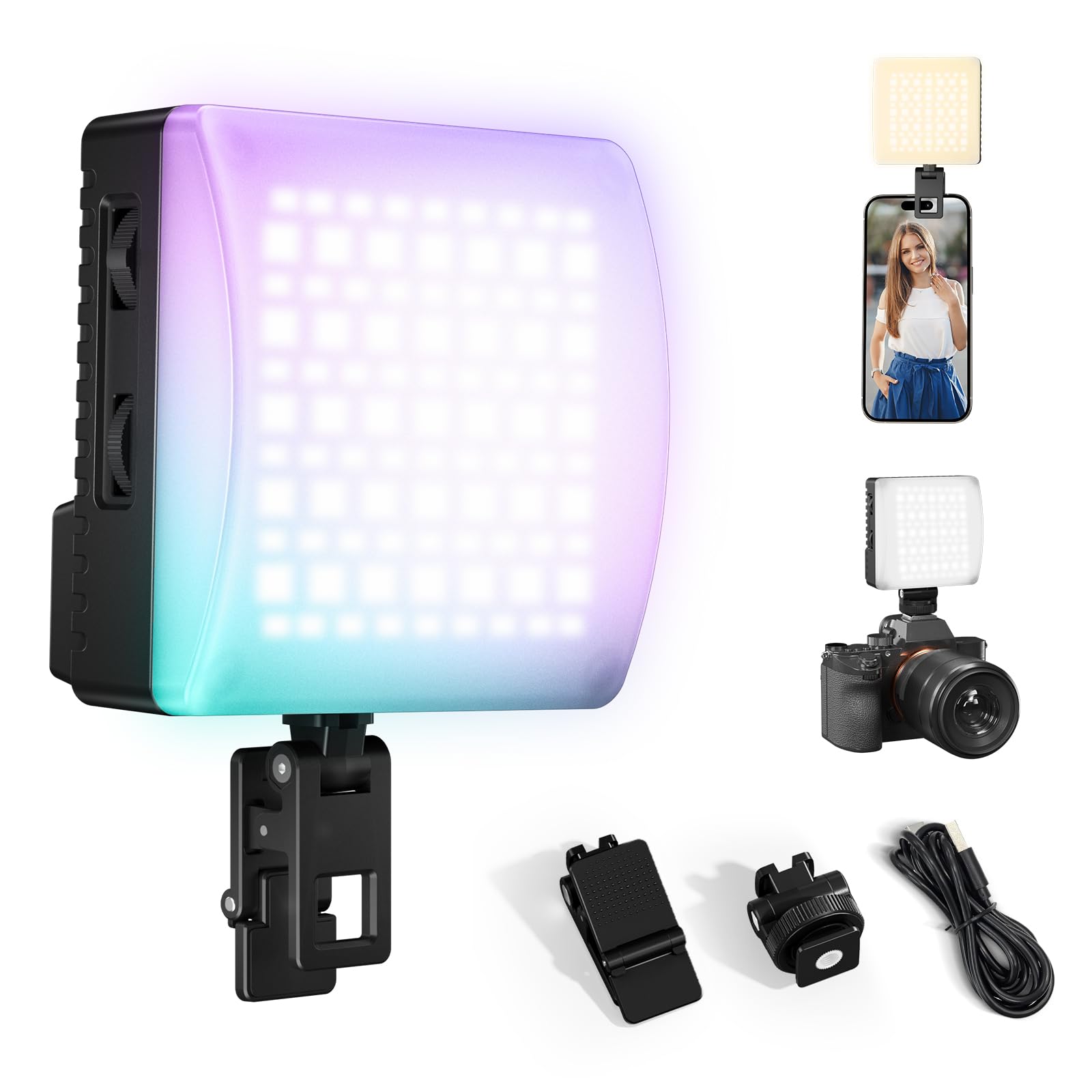 lanterna foto led 10w 84 led batteria integrata