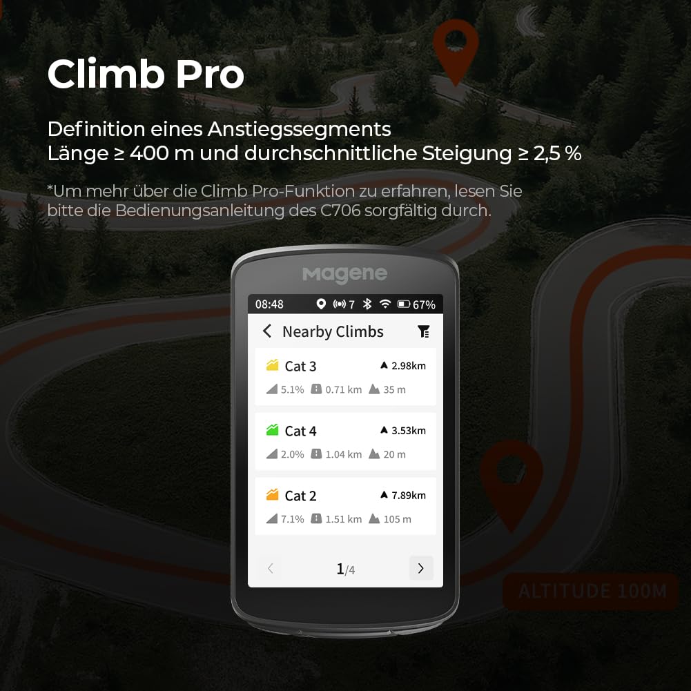 Magene C706 GPS Fahrradcomputer, Kartennavigation, 3,3-Zoll-Farb-Touchscreen, Dualband-Positionierung, Sprachbenachrichtigung, Metall Montage, Anpassbare Datenanzeige, Indoor-Training