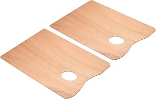 PATIKIL 12"x16" Wooden Paint Palette, 2 Pack Rectangular Wooden Paint Palette with Thumb Hole for Oil Watercolor Artist, Wood Color