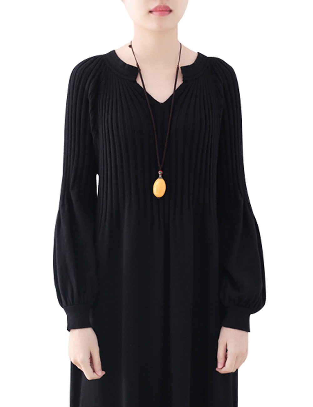 Youlee Donna Inverno Autunno Lana Maglione Vestito Abiti Lunghi a Manica lungaa