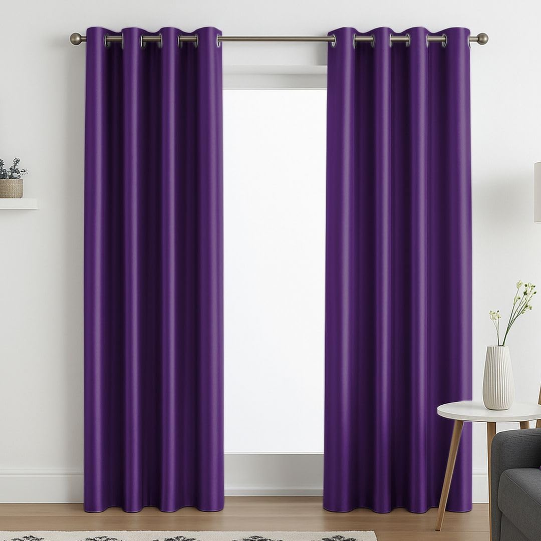 John Aird Luxury Faux Silk Fully Lined Eyelet Curtains (Aubergine, 117cm Width x 183cm Drop (46"x 72")