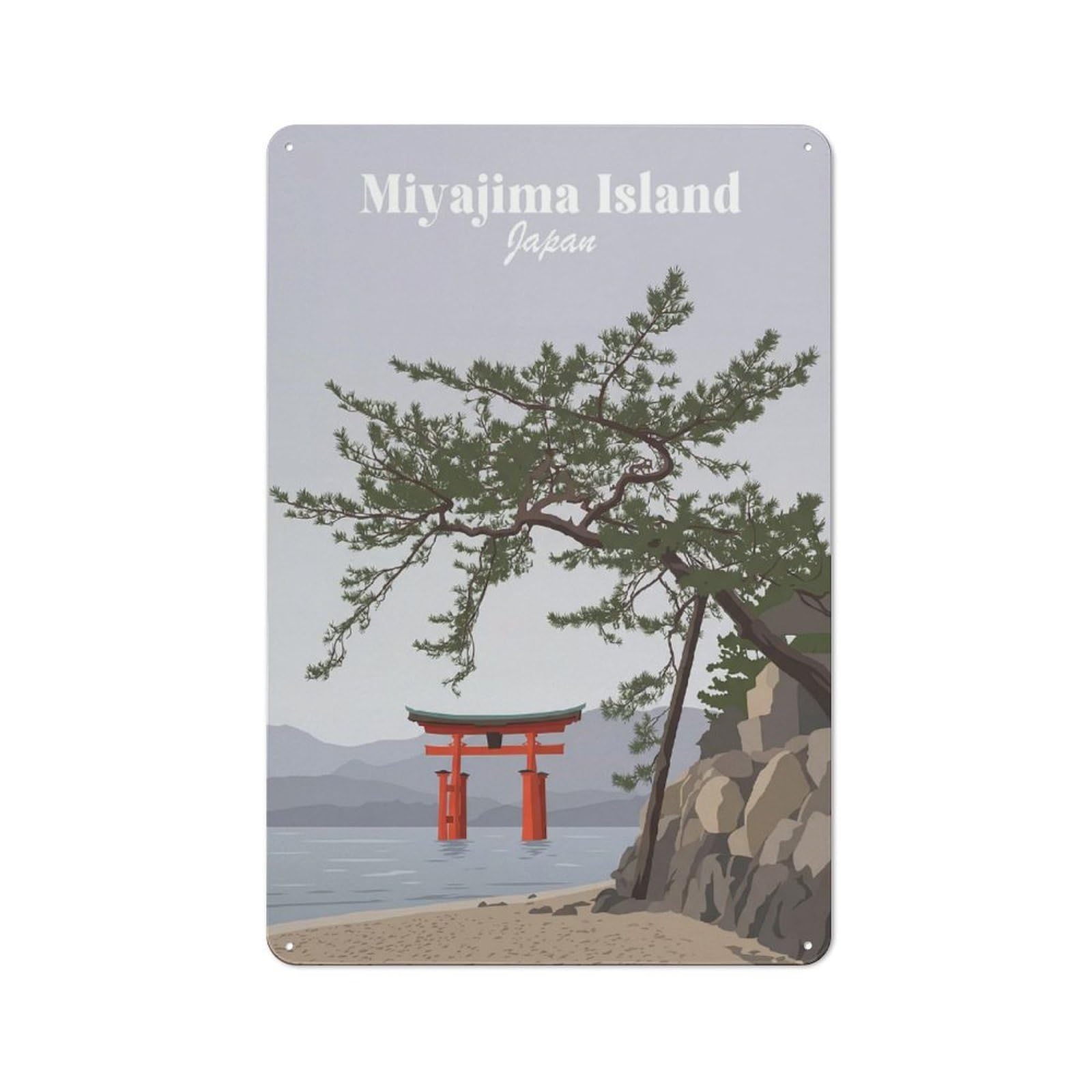 Junmoney Style-20 Miyajima Island Japan Rustic Metal Plaque 30X20cm For Living Room Or Hallway, For Garage, Workshop And Man Cave Decoration