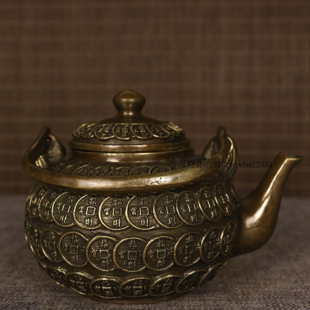 提梁壷 銅銭茶壺 工芸品 美術品 置物 【公式通販】