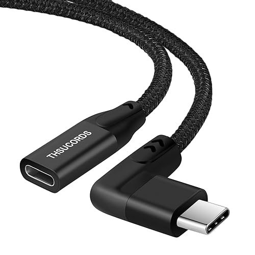 Cable de extensión USB C de ángulo recto de 90 grados, USB C 3.2 Gen2 macho a hembra 20Gbps 4K video tipo C cable extensor para MacBookiPad
