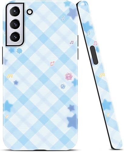 Aesthetic Light Blue Checkered Phone Case for Samsung Galaxy S21 5G 6,2", Cute T