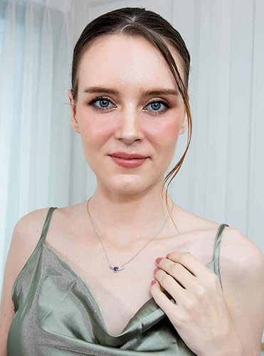 Miniatura 2 de Collar de plata esterlina con alas de ángel con piedra natal para mujer, piedra preciosa auténtica o sintética, en capas, corta, delicada gargantilla