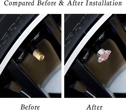 Miniatura 6 de SAVORI Tapas de vástago de válvula de pata, accesorios de automóvil, brillantes hechos a mano con diamantes de imitación de cristal, tapones