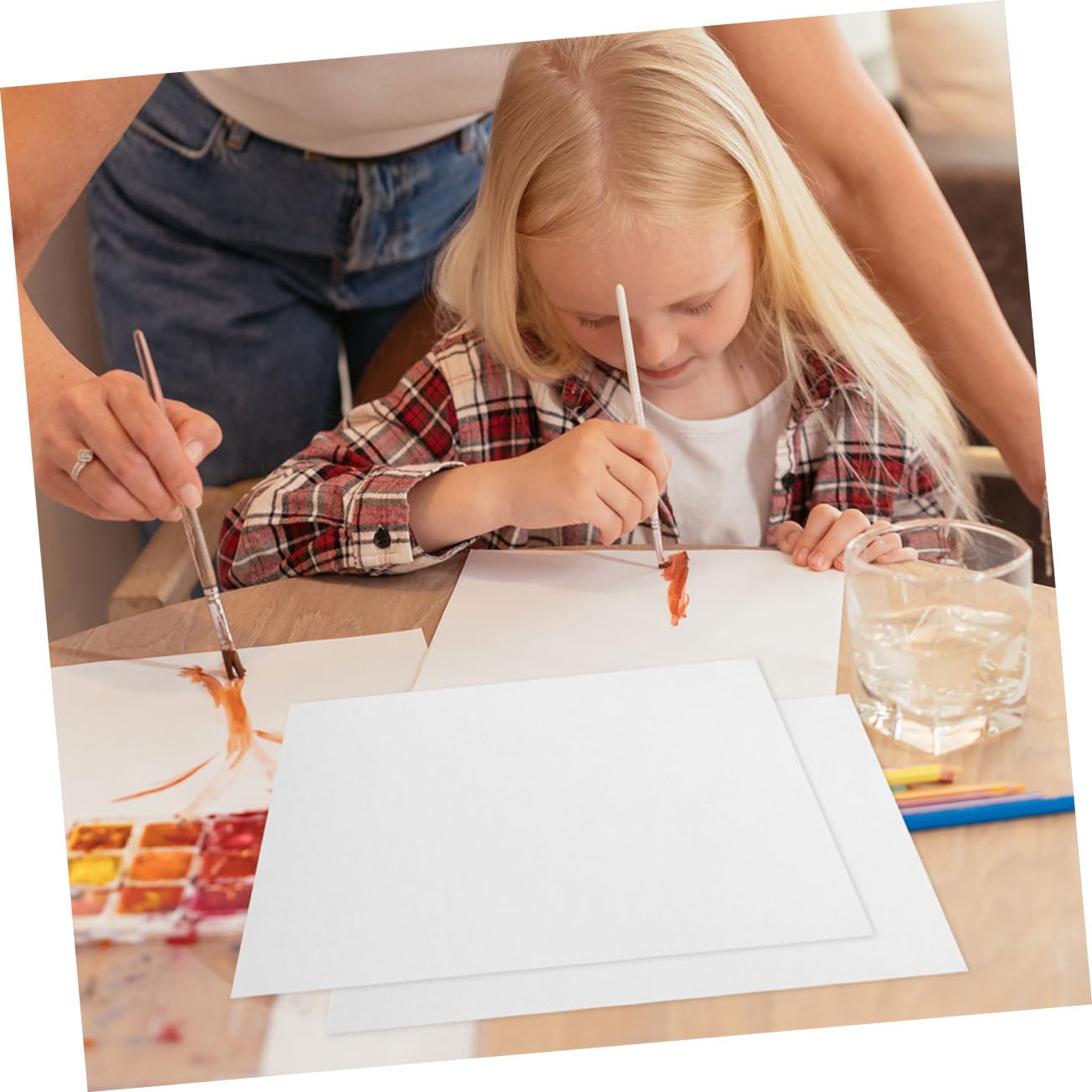 Papier Aquarelle Blanc 100 Feuilles, Épais 160g, Grain Fin