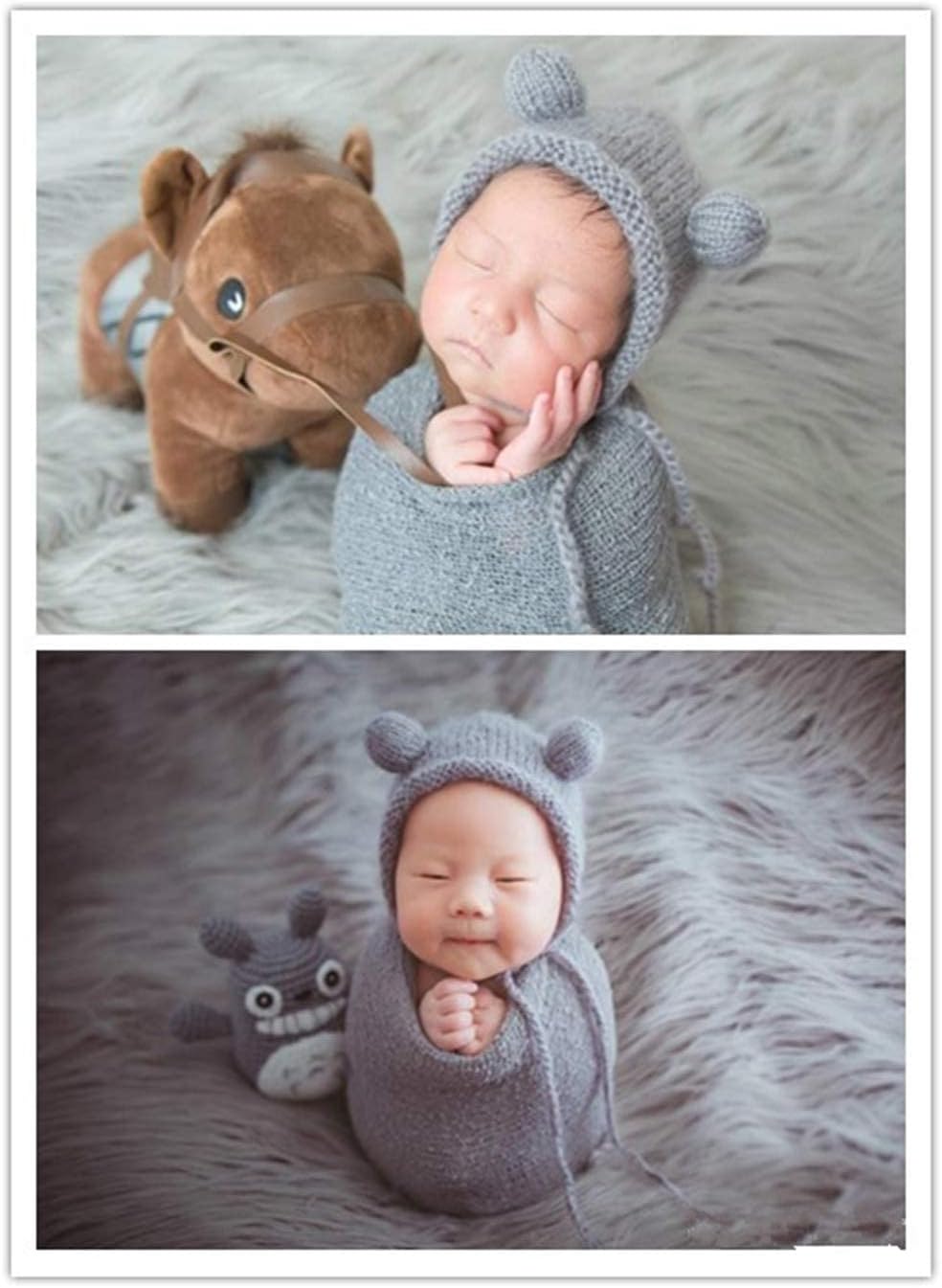 新生児写真小道具 男の子 女の子 衣装 赤ちゃん 写真小道具 ソフトベアハット ラップブランケットセット