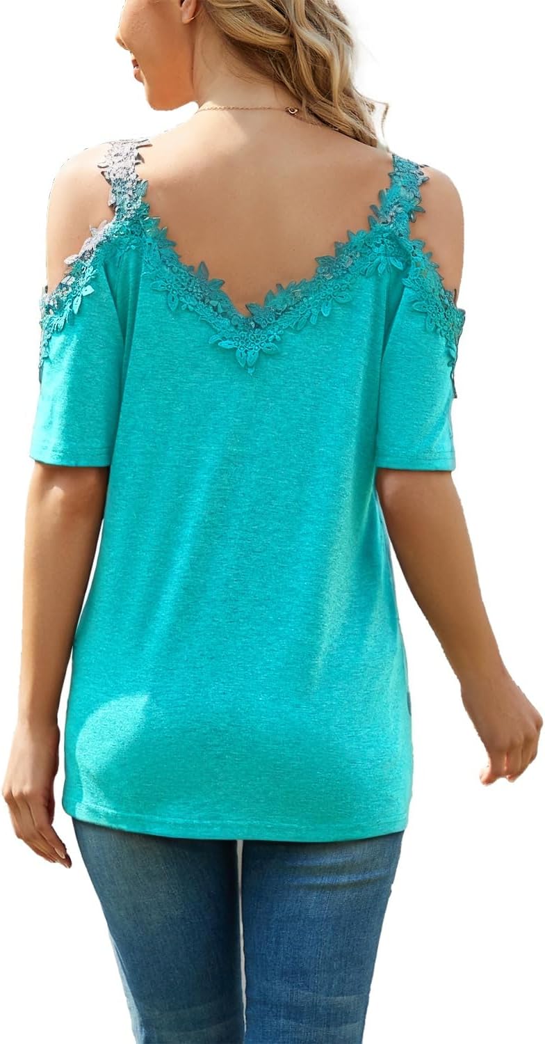 KKG Womens Sexy Cold Shoulder Tops, Casual Off Shoulder Open Shoulder Shirts - Image 5
