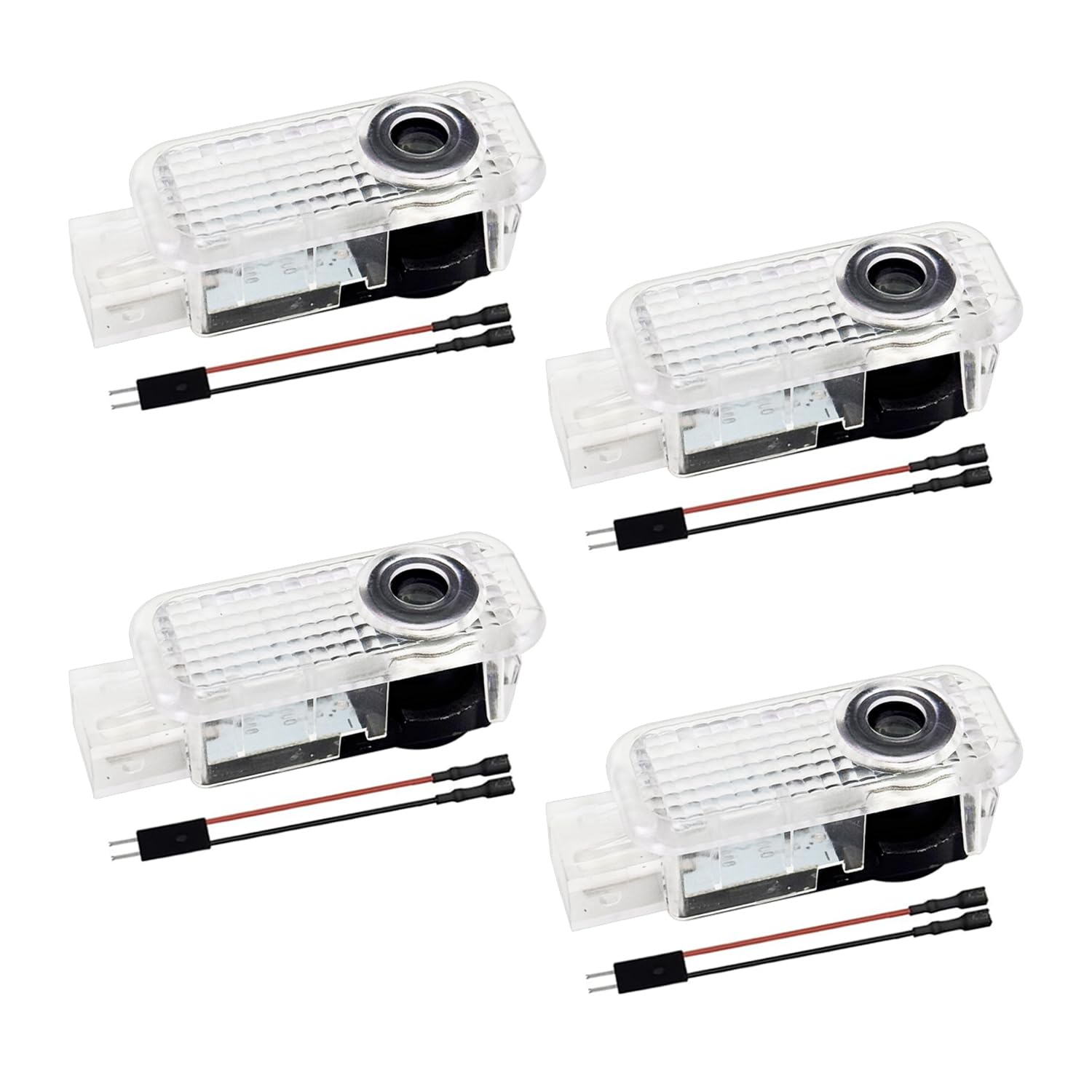 4 luci per portiera dell'auto, 4 K HD, luci di benvenuto, luci di proiezione della porta, compatibili con A1/A3/A4/A5/A6/A7/A8/Q2/Q3/Q5/Q7/Q8/TT/R8 con 4 anelli e lettere rosse