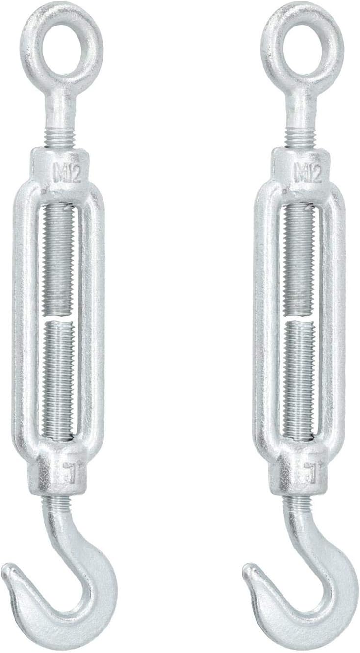 Straining Screw/Turnbuckle Hook to Eye 2 Pack Galvanised Rigging M12 DK63
