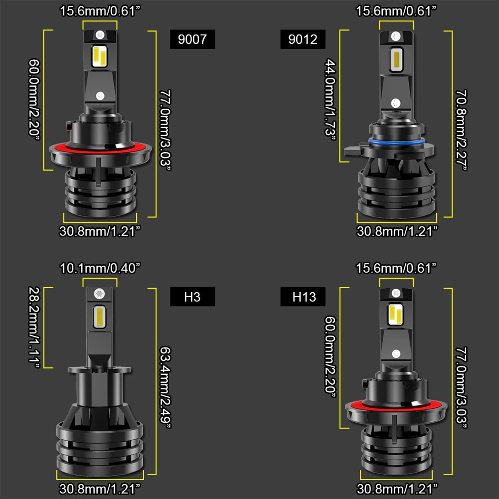 Lampadina Per Faro A LED Con Decoder Canbus Super Bright 6000K Kit Di Conversione Anti Sfarfallio Abbaglianti Abbaglianti Confezione Da 2,H4
