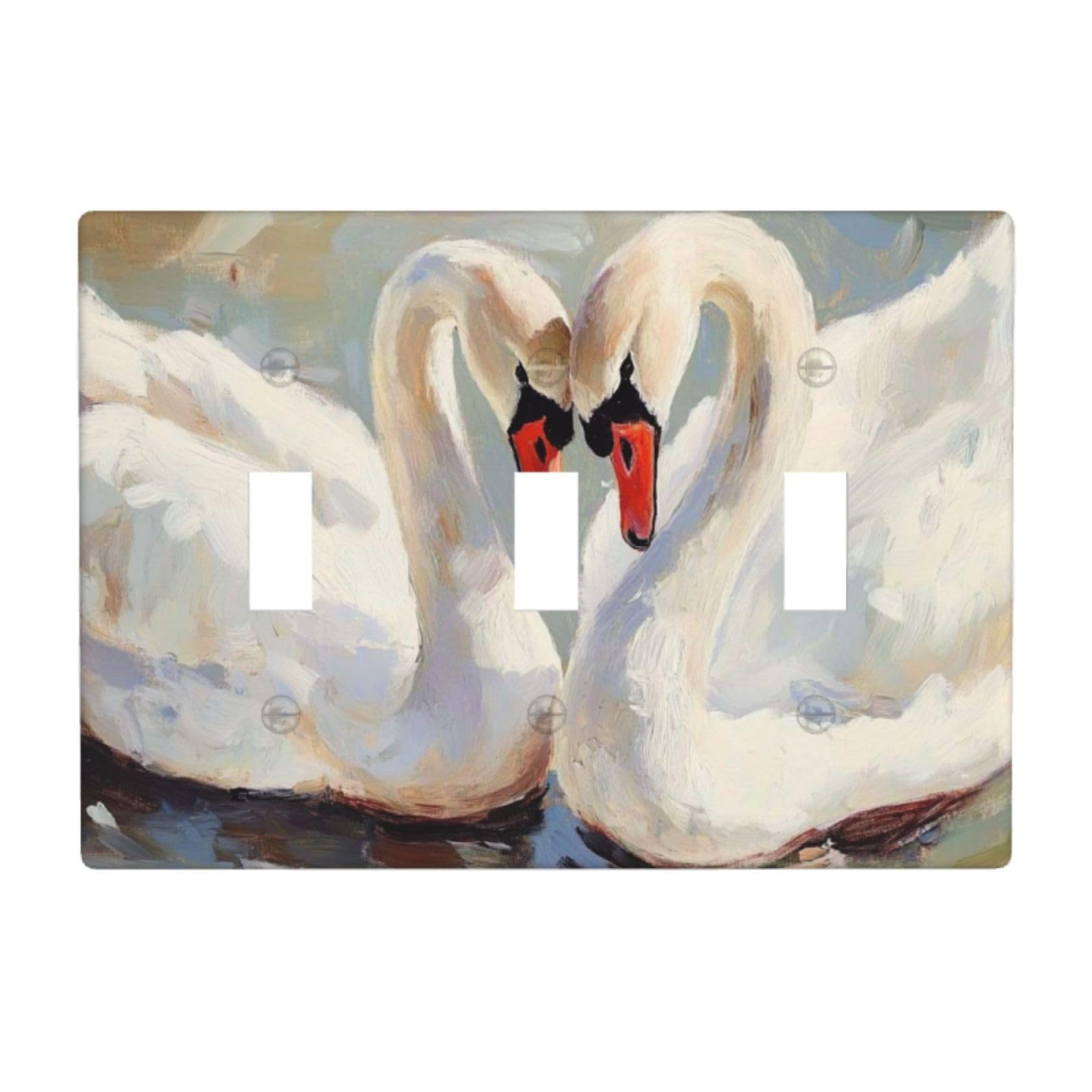 Two Swans in Love Vintage Light Switch Covers 3 Gang Triple Toggle Wall Plate Switchplate Electrical Faceplate for Bathroom Kitchen Bedroom Decor