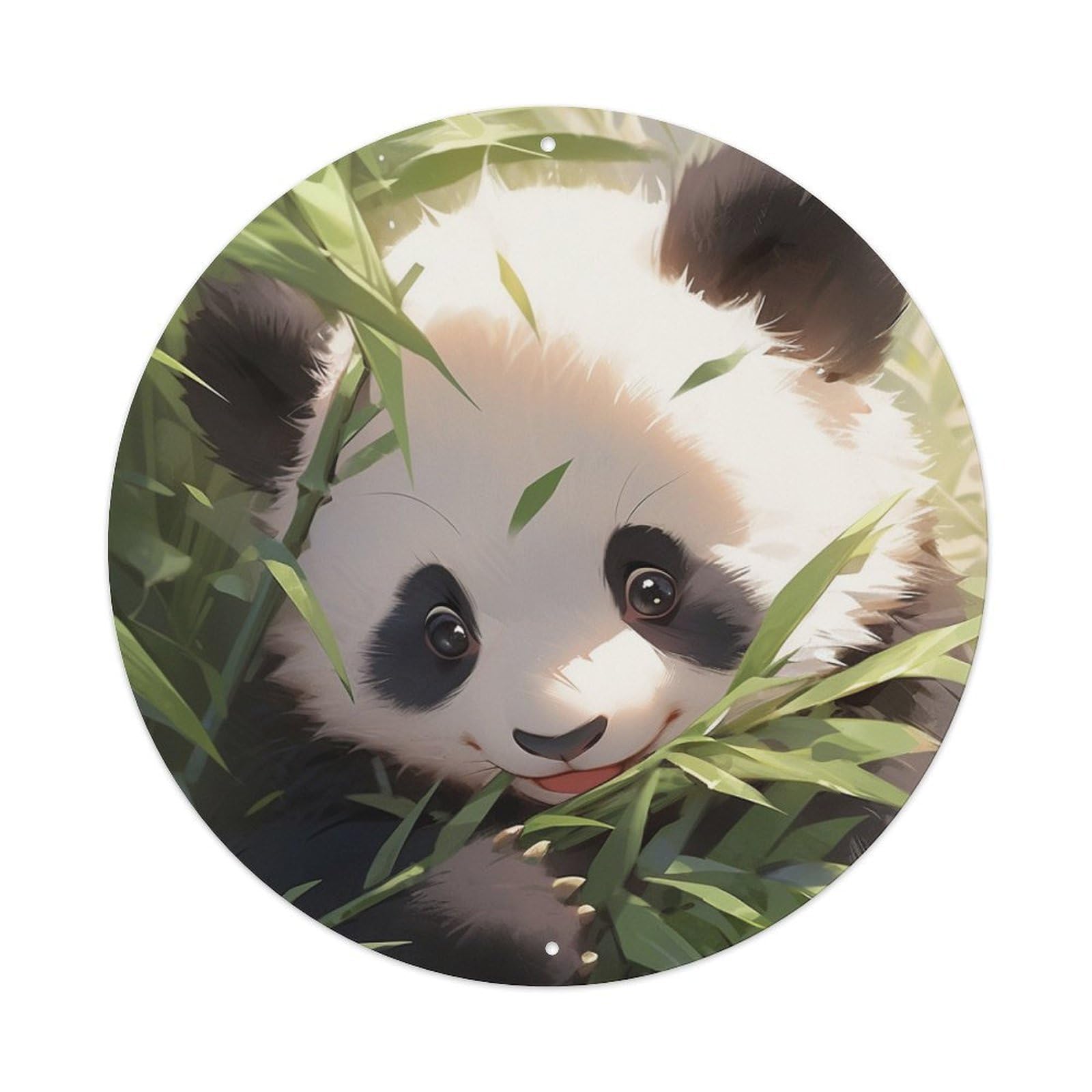 Animals Artwork Cute Little Panda Vintage Metal Tin Sign Plaque Wall Decor for Cafe, Club Bar, Office, Garden Metal Poster 8x8Inch