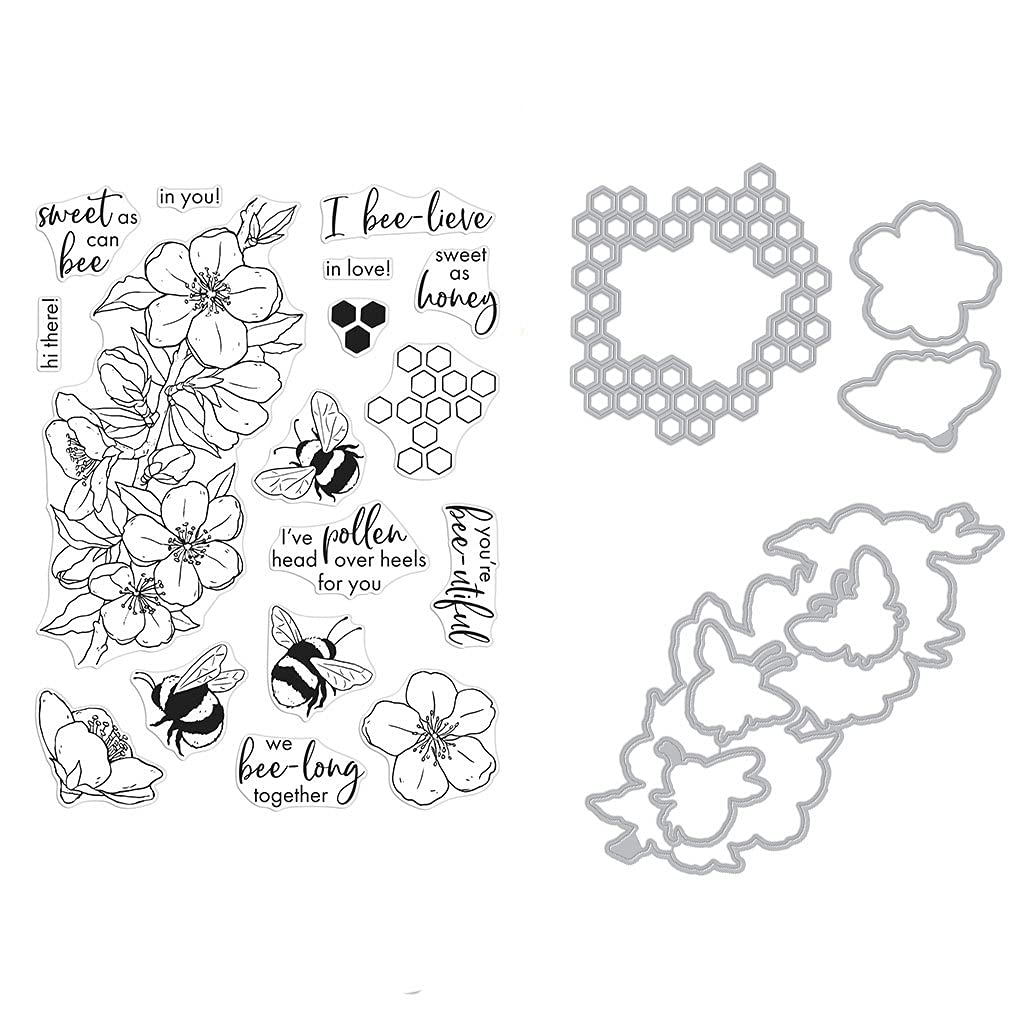 Flower Bee Seal Clear Stamps and Dies Set for DIY Card Making, Clear Rubber Stamps and Dies for Card Sets for Crafting, DIY Scrapbooking Card Making Tools