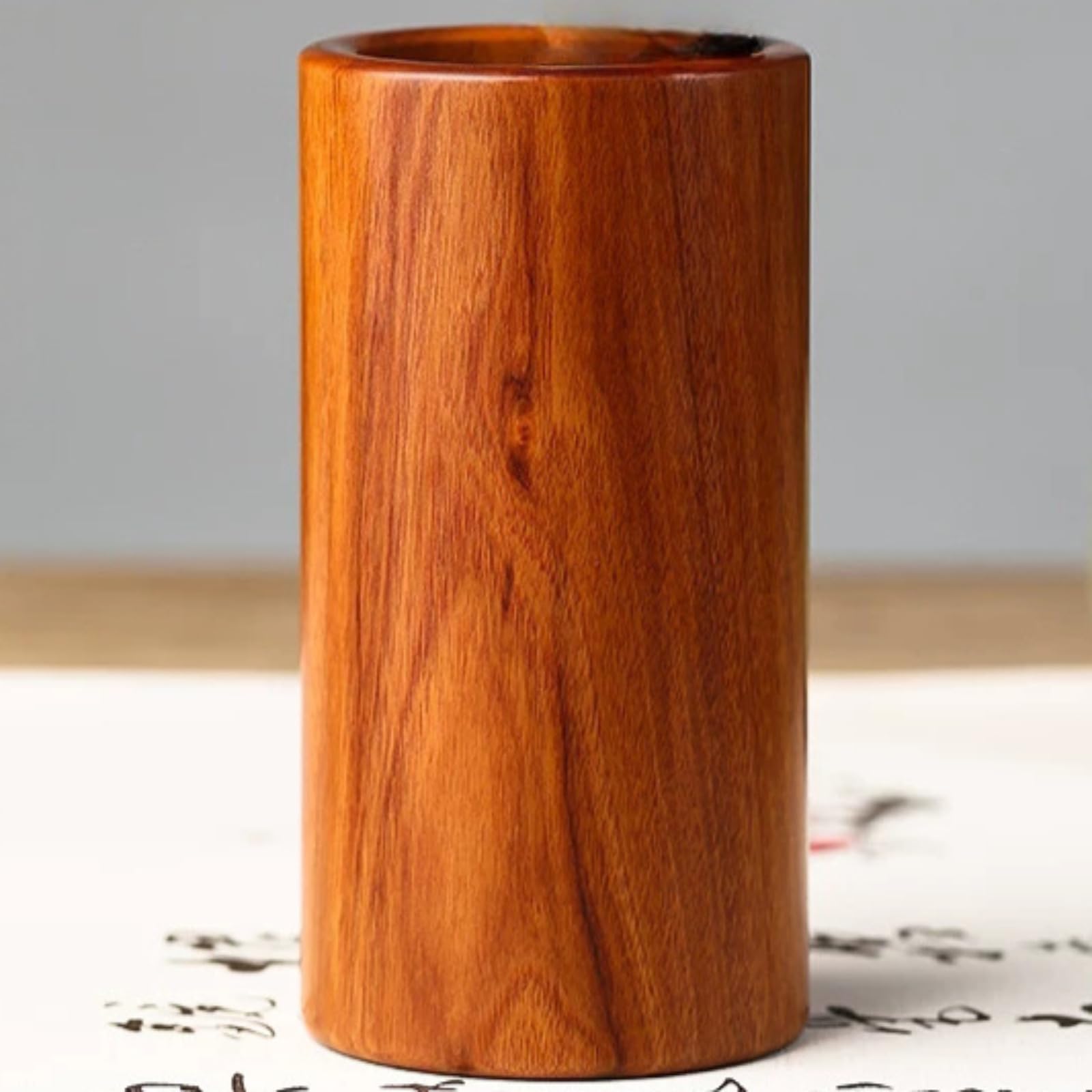 Portapenne in legno massello stile cinese, 14,6 cm 14,5 cm, portapenne Mao da tavolo per ufficio ornamento domestico