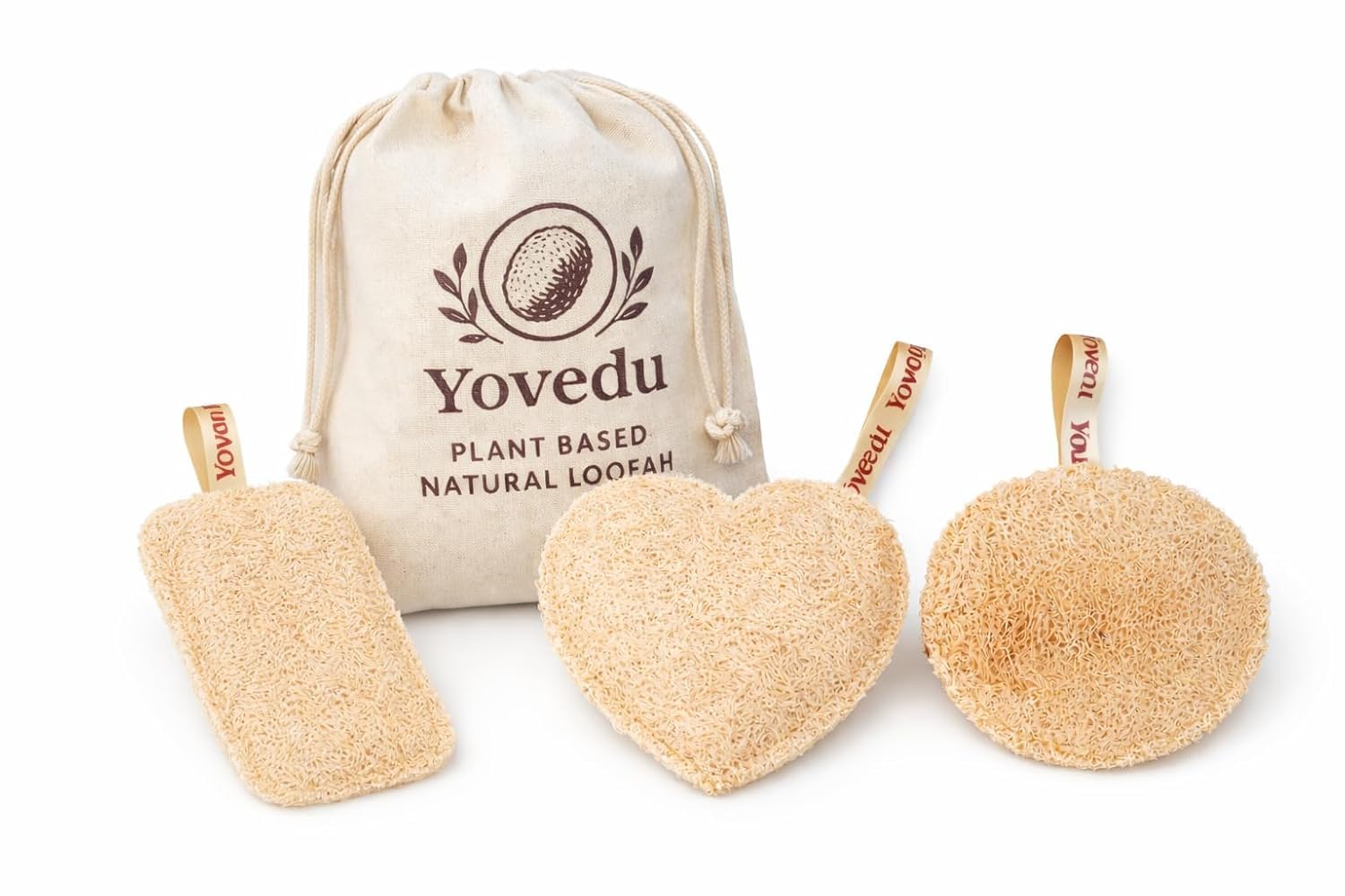 Yovedu Plant-Based Natural Loofah Sponge Set(Pack of 3) with Cotton Canvas Potli Bag – Plastic-Free Body Exfoliator for Bath & Shower, Soft When Wet, Eco-Friendly Skincare-image-44