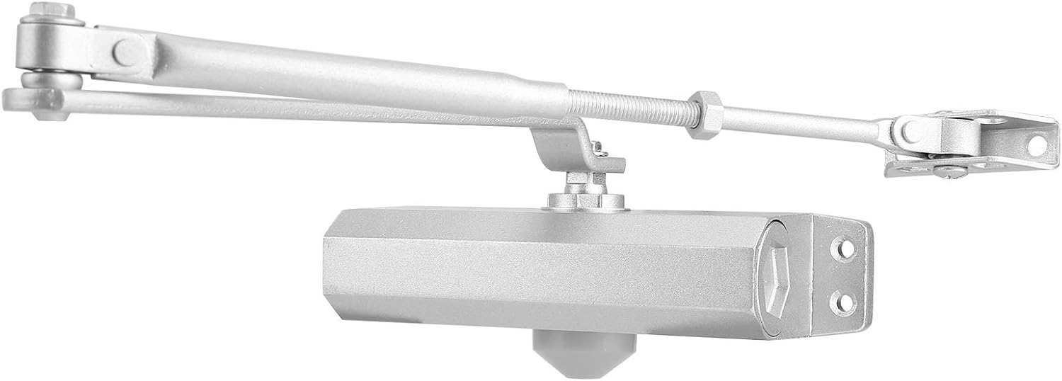 60 85kg Hydraulic Door Closer, Commercial Grade Aluminum Alloy Automatic Door Shutter, 2 Speed Control for Wood Metal Doors, Complete Rack and Pinion System