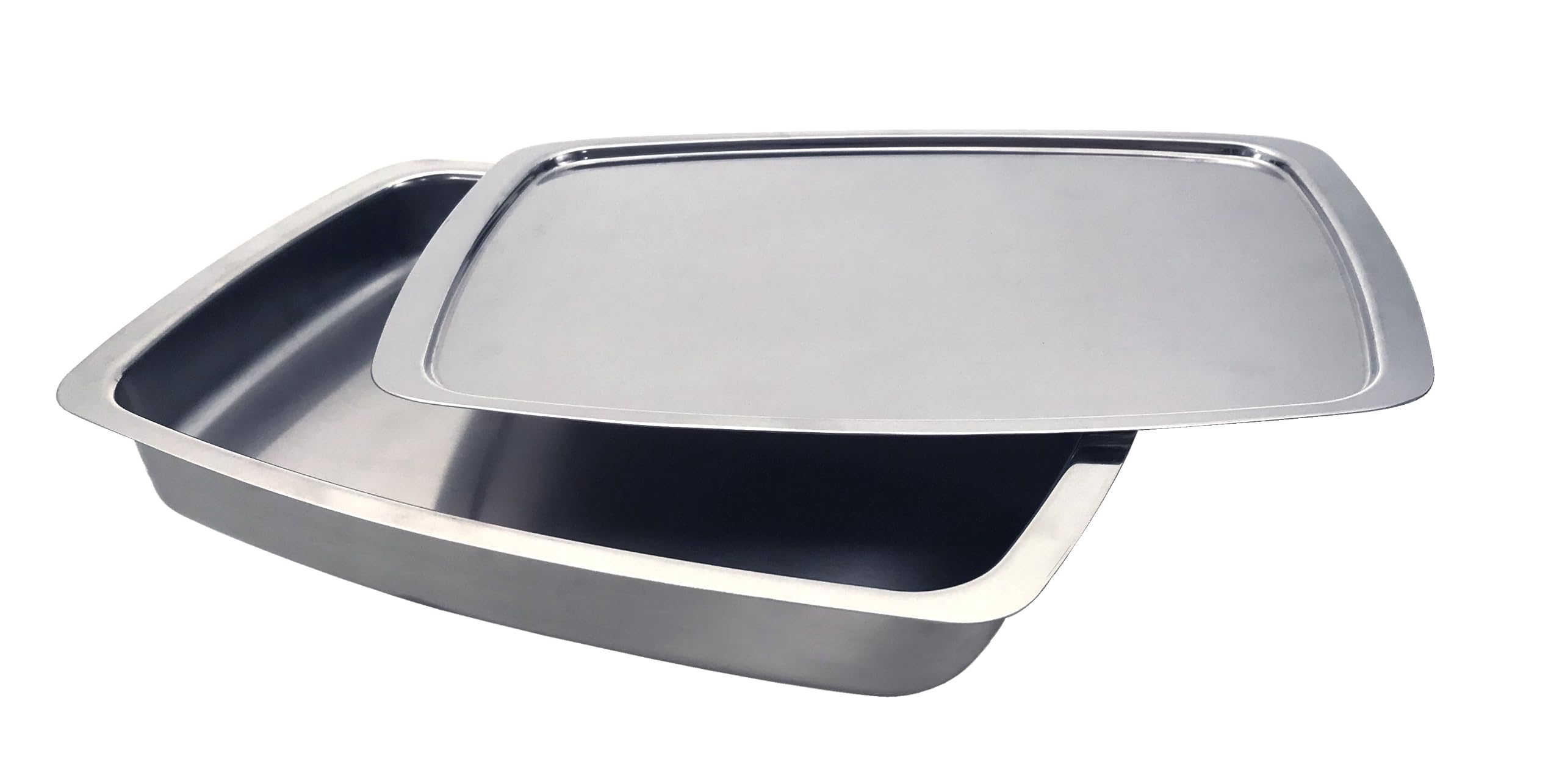 Inoxriv, IoBio Cuoci e Servi Pirofila da Forno con Coperchio Doppia Teglia, Acciaio Inox 18/10, Made in Italy