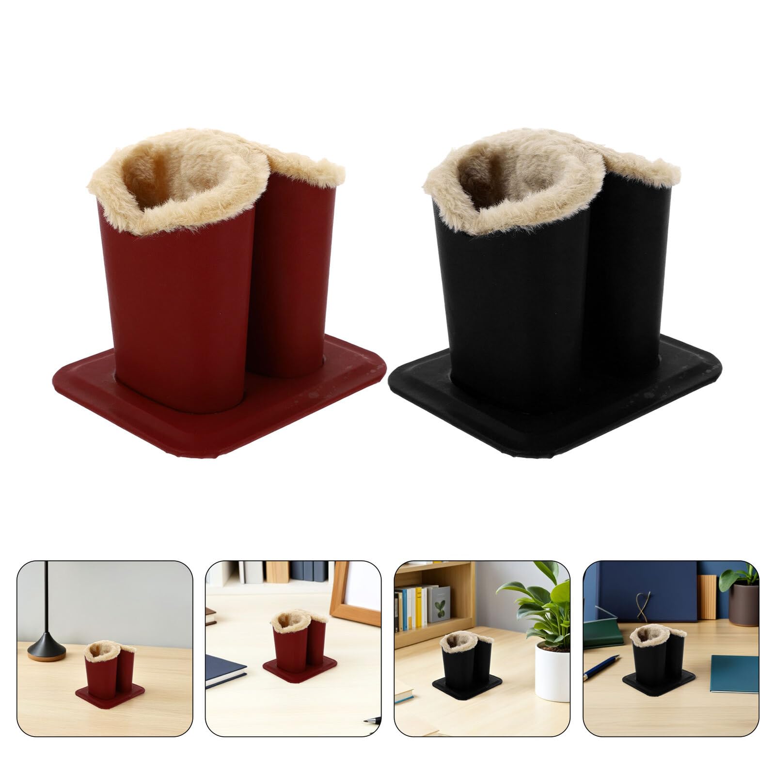 Ciieeo Portaocchiali Verticale Doppio in Pelle Pu con Rivestimento in Peluche, Custodia Protettiva da Tavolo per Occhiali da Vista, Organizer Salvaspazio per Scrivania, Comodino