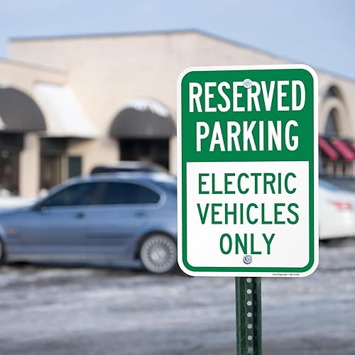 Miniatura 3 de Letrero SmartSign Reserved Parking - Electric Vehicles Only  12 x 18 aluminio