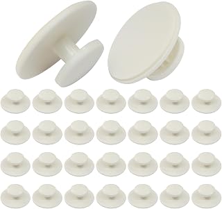 Hordion 30 Pcs Self Adhesive Cabinet Knobs, Self-Stick Dresser Handles Mini Plastic Drawer Pulls Helper for Windows Wardrobes Cabinets Drawers, White