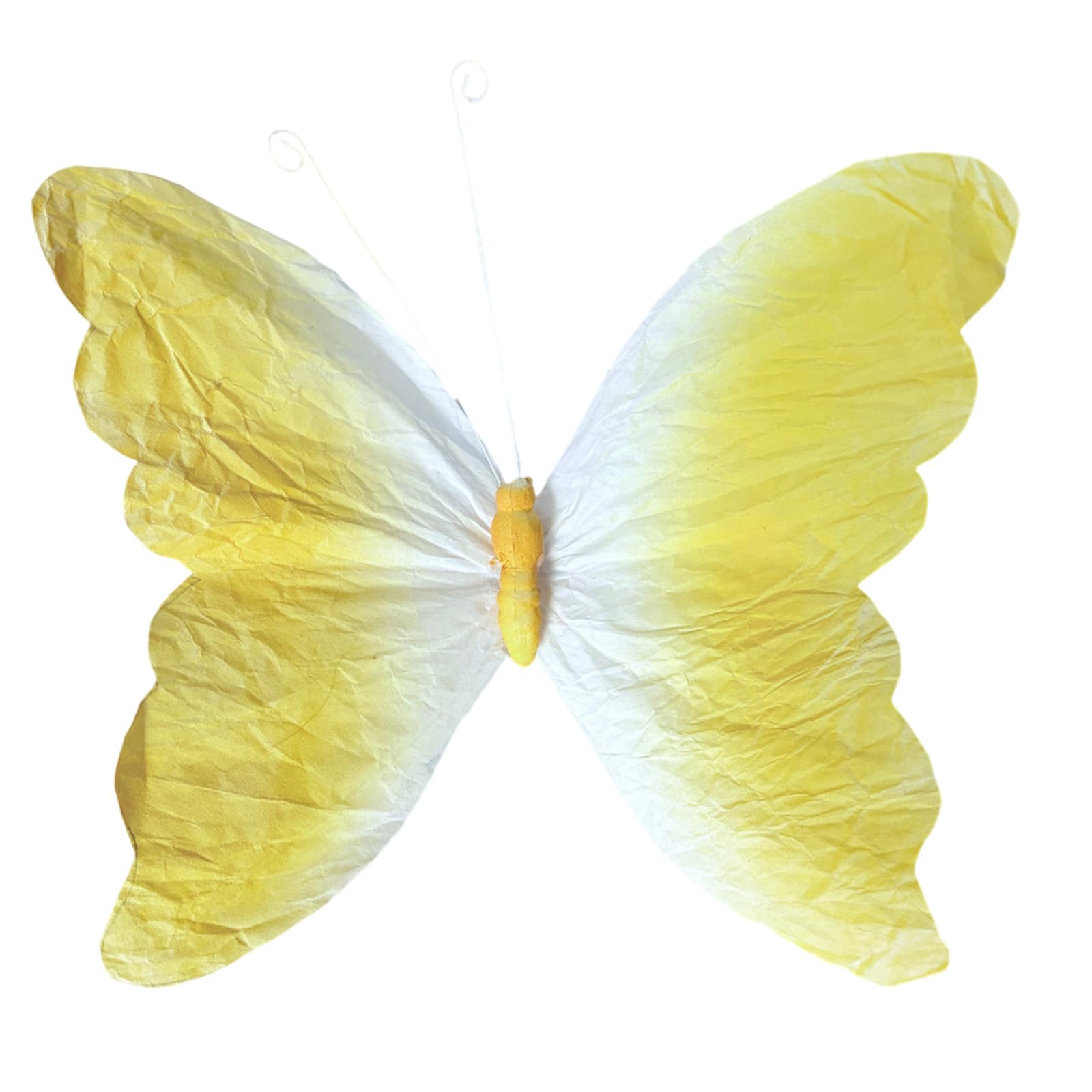 Carotoe Yellow Three-Dimensional Gradient Paper Butterflies For Window Display Photography Party Decorations With Clip On Design Crinkle Paper Butterfly Decorations