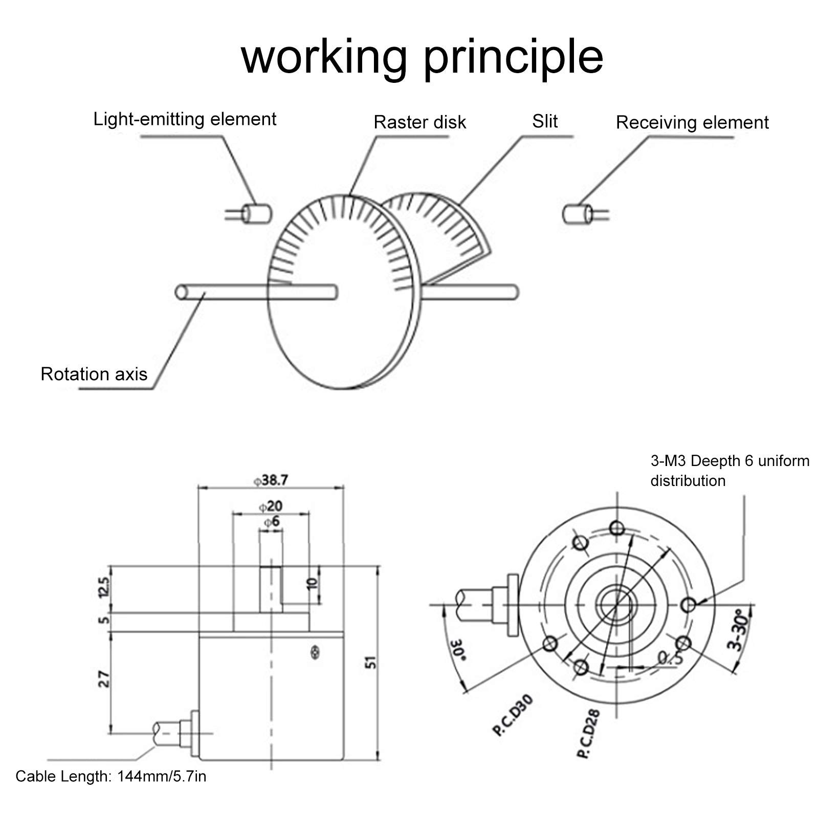 Codeur Rotatif Optique Incrémental À Arbre Solide 1024B Composant De Contrôle De Mouvement Triphasé 30KHz Pour Machines Industrielles Et Systèmes De Positionnement
