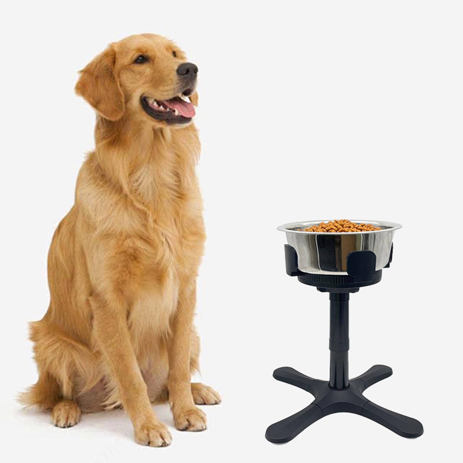 Soporte antideslizante para comederos para perros con cuencos desmontables y patas regulables para uso en interiores y exteriores en hogares o tiendas de mascotas, soporte elevado para cuencos