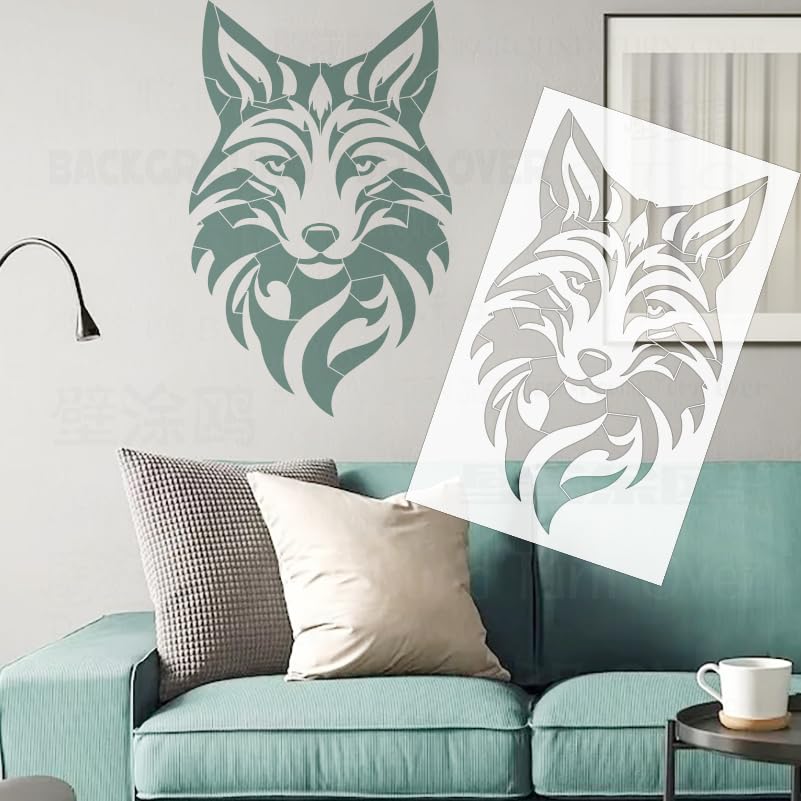 Pochoir mural renard réutilisable 64 cm lavable pour loisirs créatifs S570
