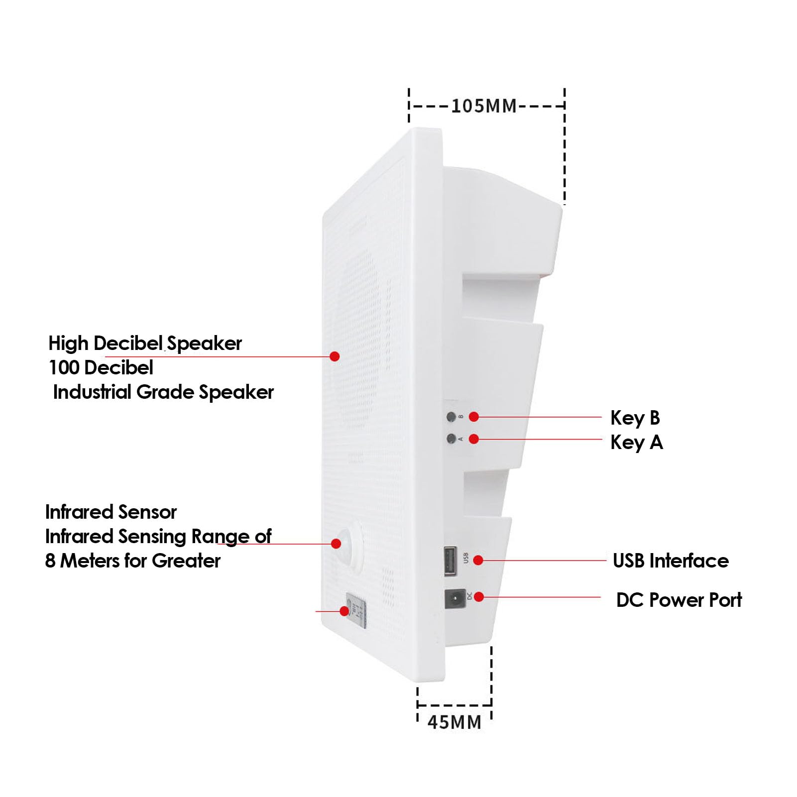 GOWENIC Altavoz con Sensor de Movimiento por Infrarrojos, Detección PIR, Sensor de Infrarrojos de Alcance de 0 a 8 M, Control de Aplicación Bluetooth, Carcasa a Prueba de Agua, para (Enchufe de la UE)