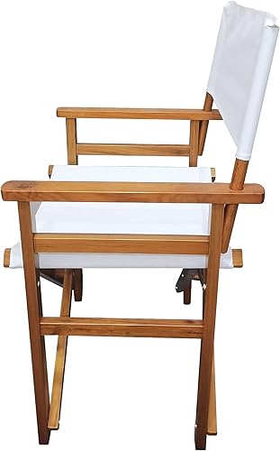 Miniatura 5 de SSLine Juego de 2 sillas de director profesional, sillas plegables portátiles para directores de altura de comedor con marco de madera y lona, silla