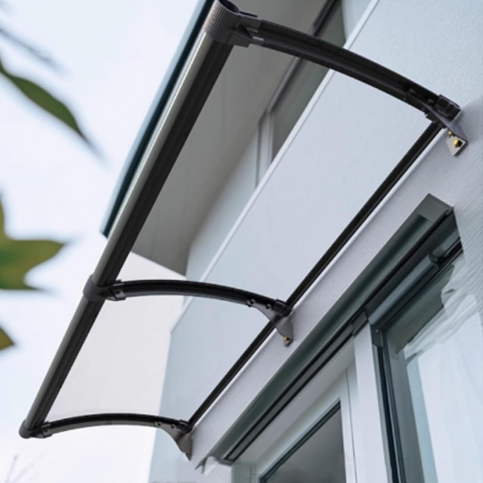 GJMSSMY Outdoor Front Door Canopy Curved Rain Shelter for Porch UVResistant Polycarbonate Roofing Cover with Brackets WaterResistant Awning (80x120cm/32 x47 B)