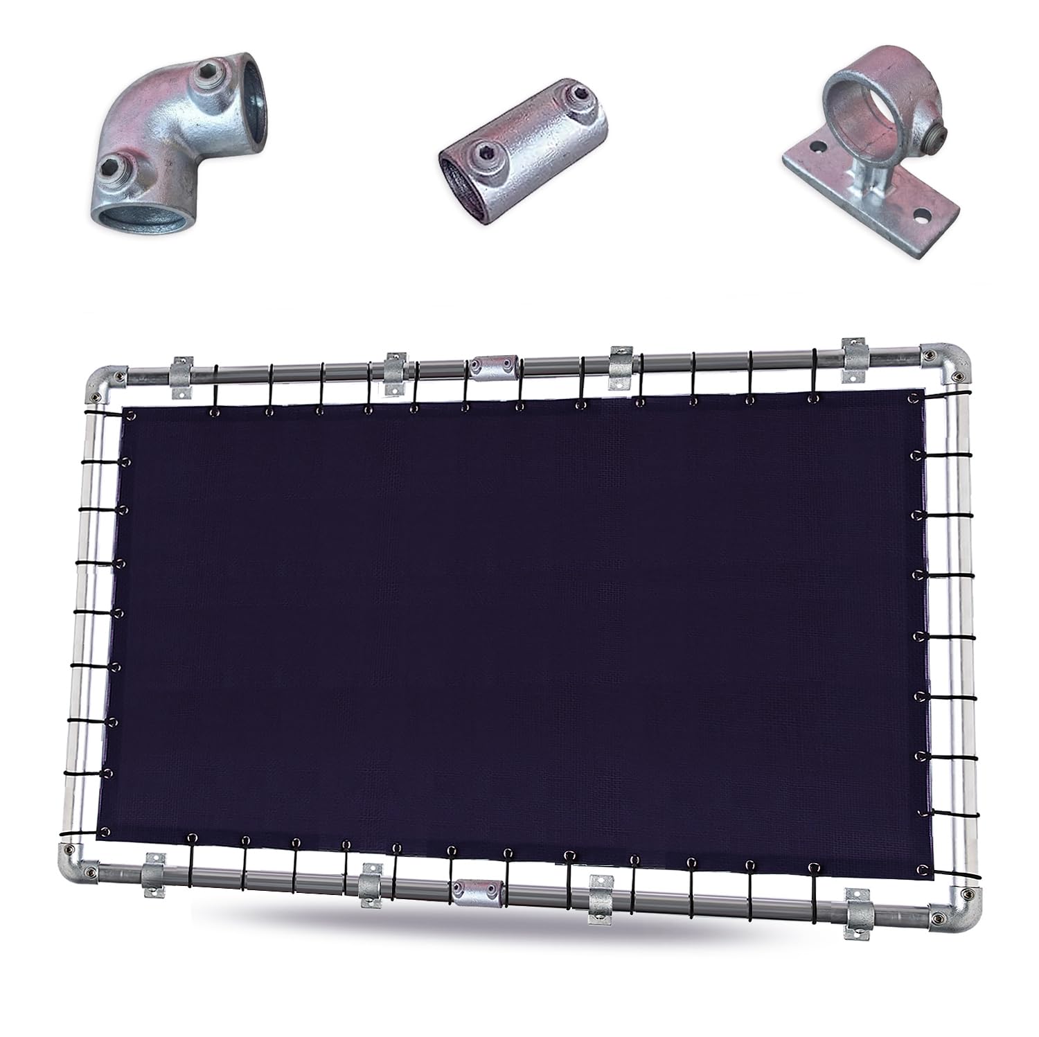 Marco de aluminio para lona publicitaria tensada - Kit de montaje con conectores de metal galvanizado - sistema de fijación para letreros - sin lona ni tensores - tamaños variados (gris, 1,5 m x 3 m)
