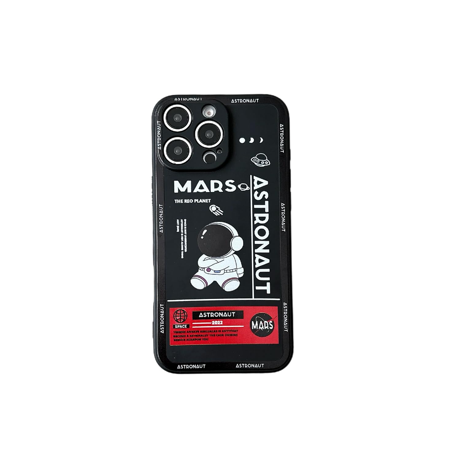 Yonds Queen for iPhone 16 Pro Max Cute Case, Cool Cartoon Astronaut Space Mars Rocket Design Stylish Bumper TPU Rubber Protective Anti-Slip Shockproof Fashion Case(Black, iPhone 16 Pro Max)