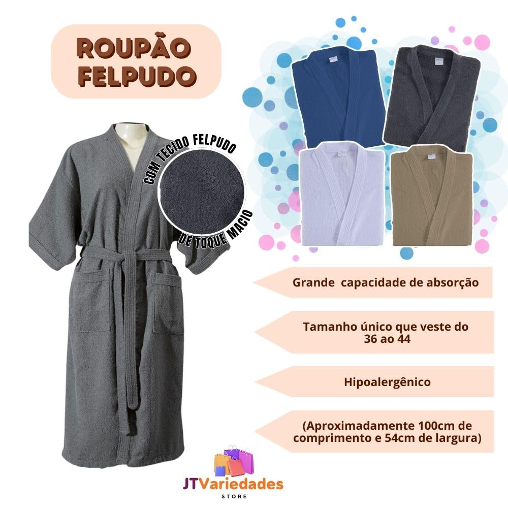 Roupão de Banho Felpudo Feminino e Masculino 100% Algodao Hipoalergenico em promoção! Veja a oferta e mais achadinhos de Moda íntima 4 Hoje é o melhor dia para comprar Roupão de Banho Felpudo Feminino e Masculino 100% Algodao Hipoalergenico com aquele preço maroto! Promoção! Aproveite a oferta! 4