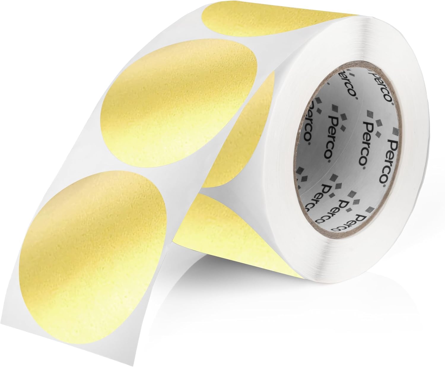 Perco Etichette adesive rotonde dorate, 7,6 cm, con adesivo permanente, 500 etichette per rotolo, colori vivaci, forte adesione