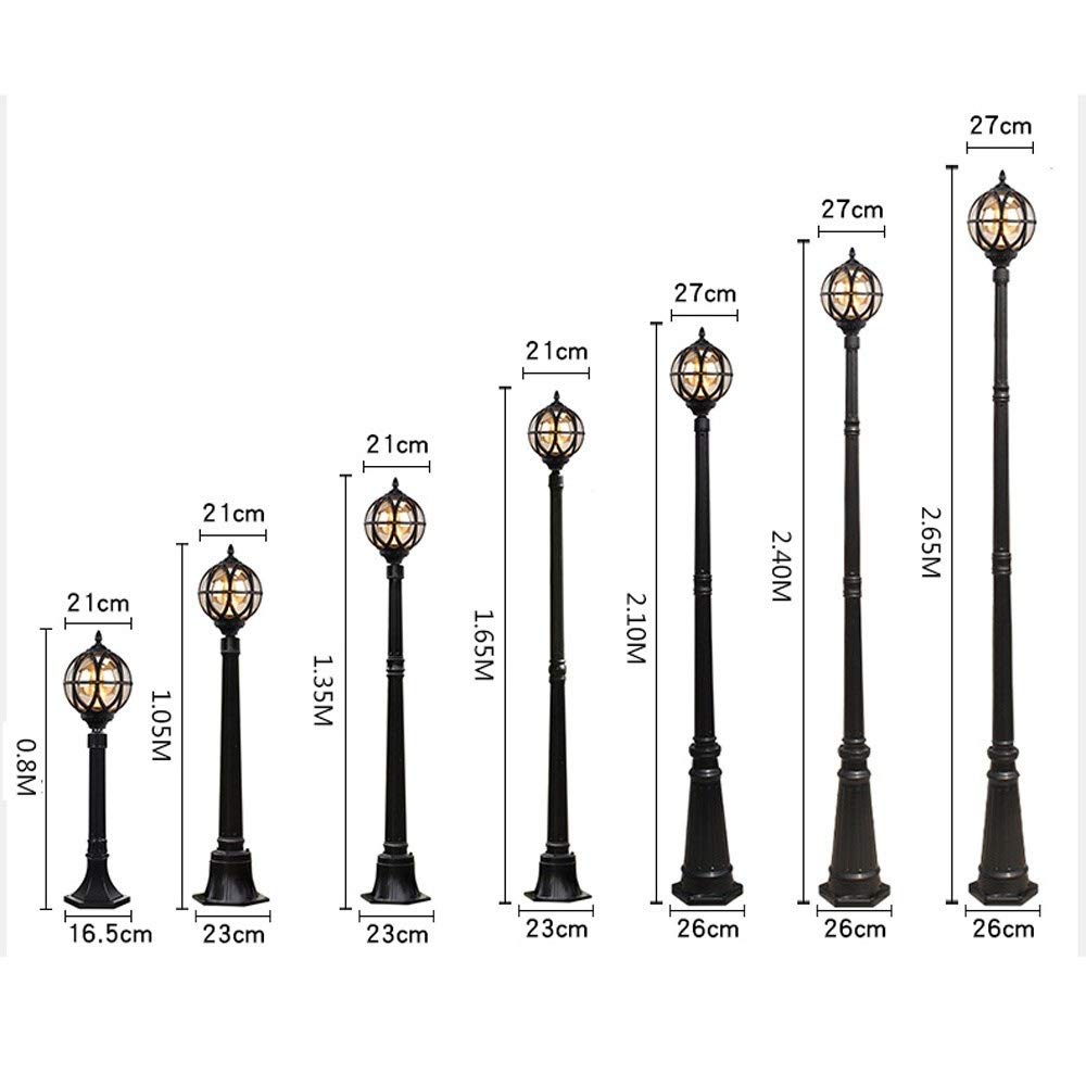Lampy Słupowe, Ip54, Wysoka Lampa W Kształcie Kuli, Klasyczna Lampa Zewnętrzna, Wodoodporna, Uliczna, Aluminiowa, Odlewana Ciśnieniowo, Szklana, E27, Lampa Słupowa Na Patio, W,Bronze