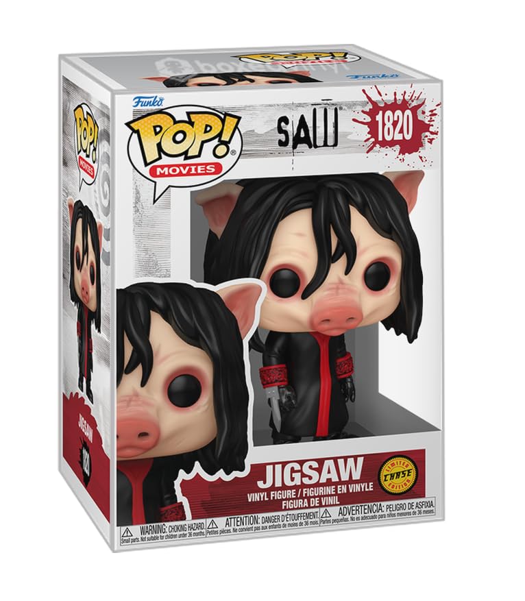 Movies: Saw Jigsaw (Pig Mask) Limited Edition Chase, Bundle with BoxedVinyl Soft Protector Case, Compatible with Funko Pop! Vinyl Figures