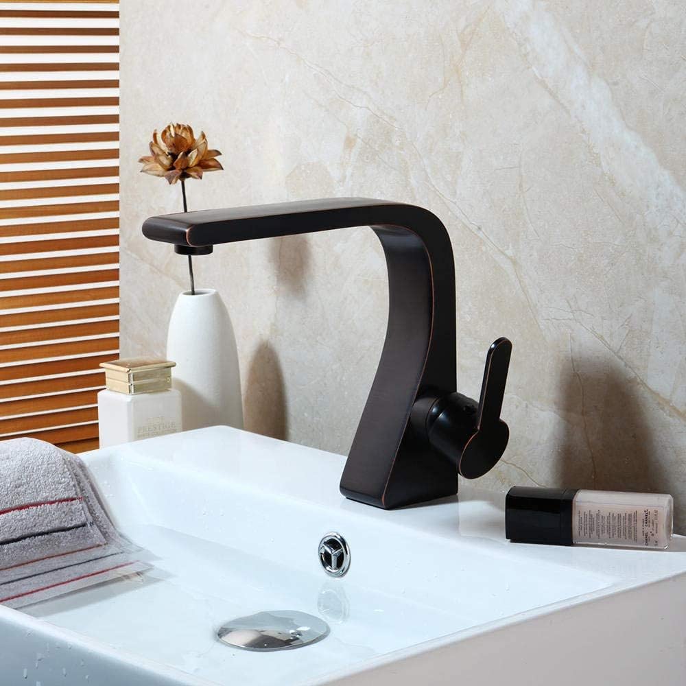 Robinet de lavabo mitigeur noir mat en laiton haut de gamme pour vasque de salle de bains contemporaine