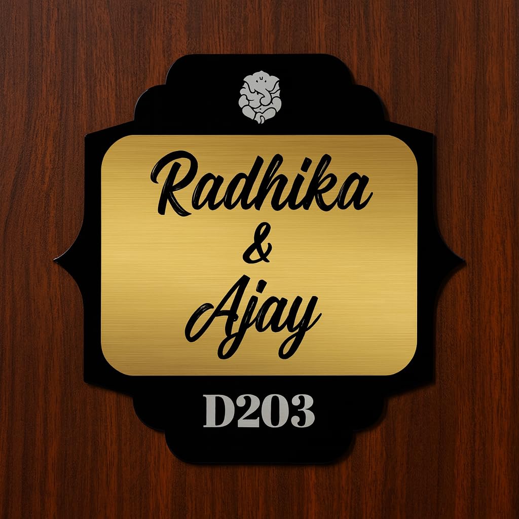 Personalized Acrylic Name Plate Signage For House,Black & Silver Engraving Custom Self-Adhesive Name Board (12 X 4 Inches,Brushed Gold) — Amazon image 13