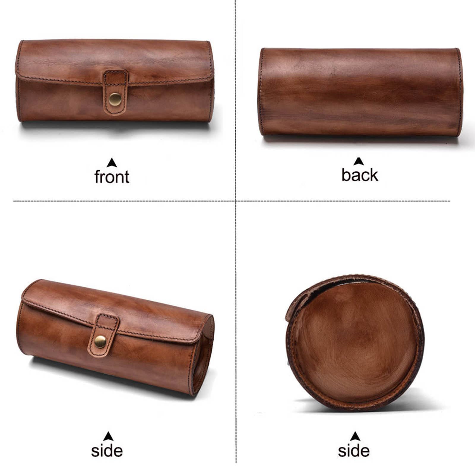 XJBTBA Rotolo per Orologi, custodie da Viaggio con Velluto di Lusso, Scatola Interna per Orologi, Multifunzionale, 2/3 Griglie, Pelle di Vacchetta Come descritto