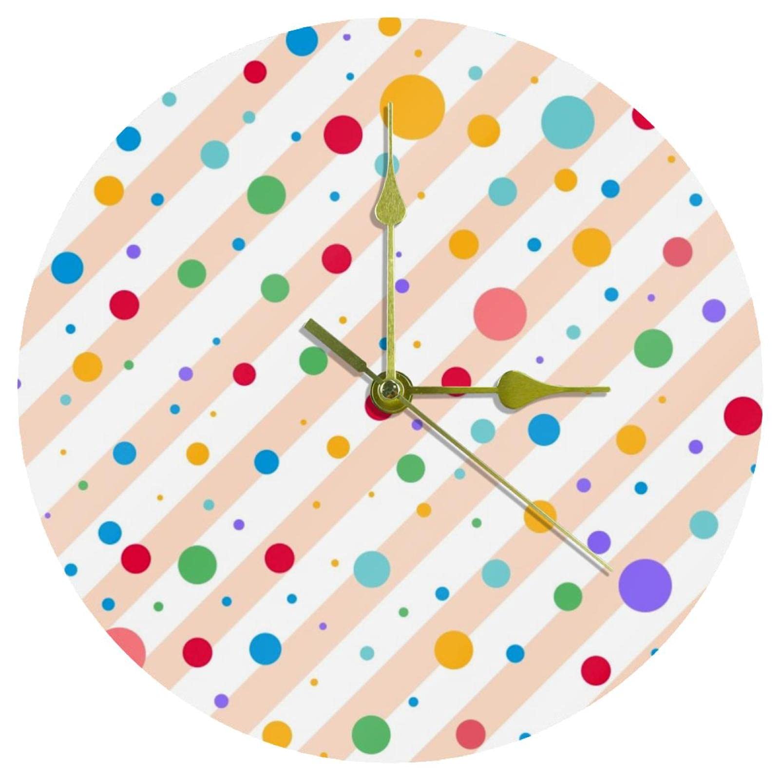 Horloge murale en acrylique à pois de 24 cm ronde et silencieuse