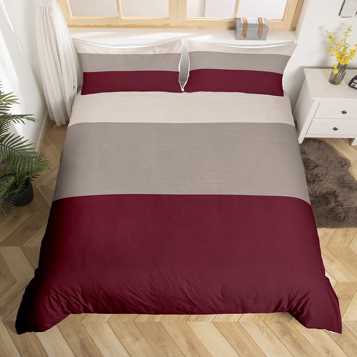 Housse de couette à rayures géométriques lit king size