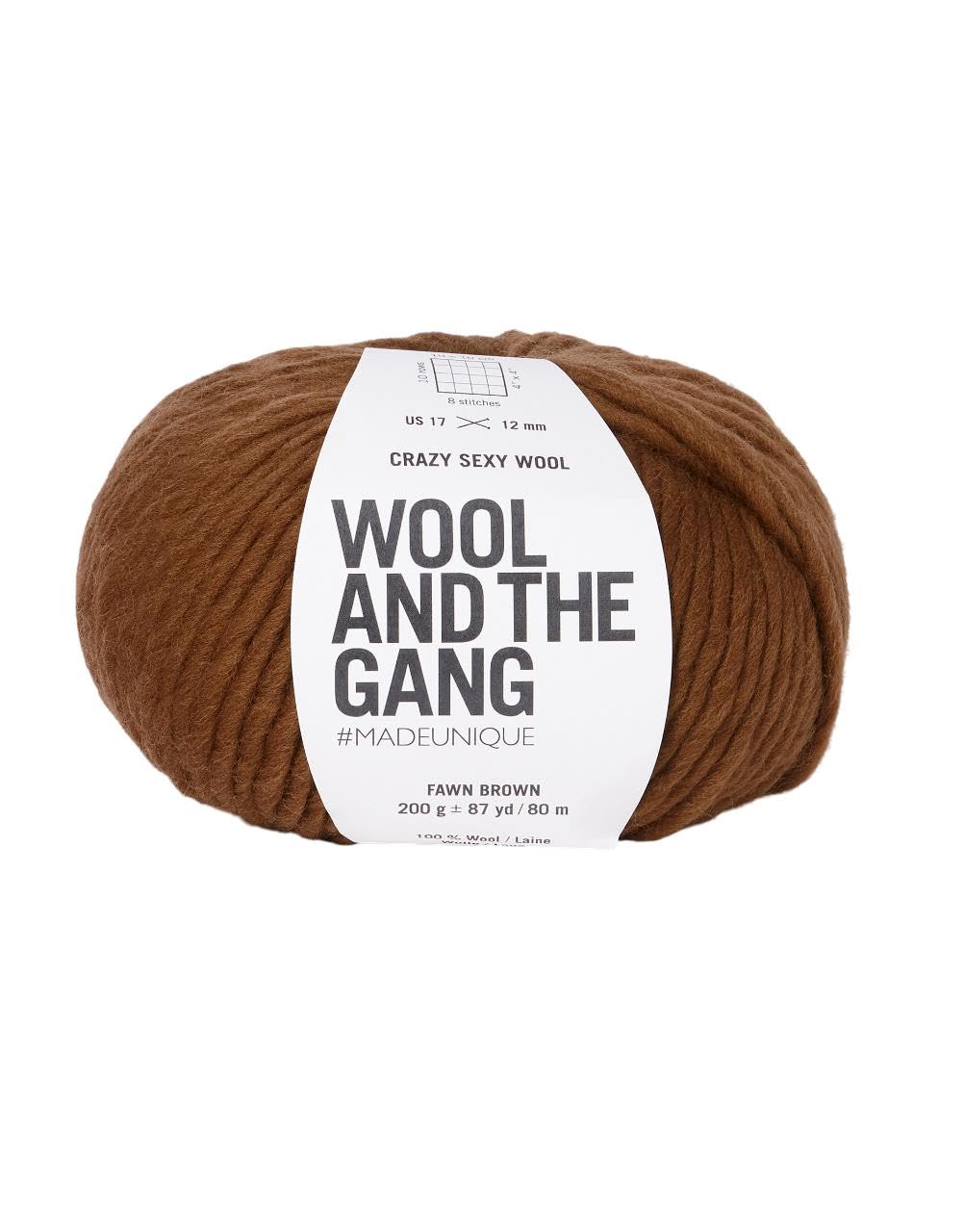 Crazy Sexy Wool marrón cervatillo de Wool and the Gang: ovillo súper grueso de 200 g para tejer