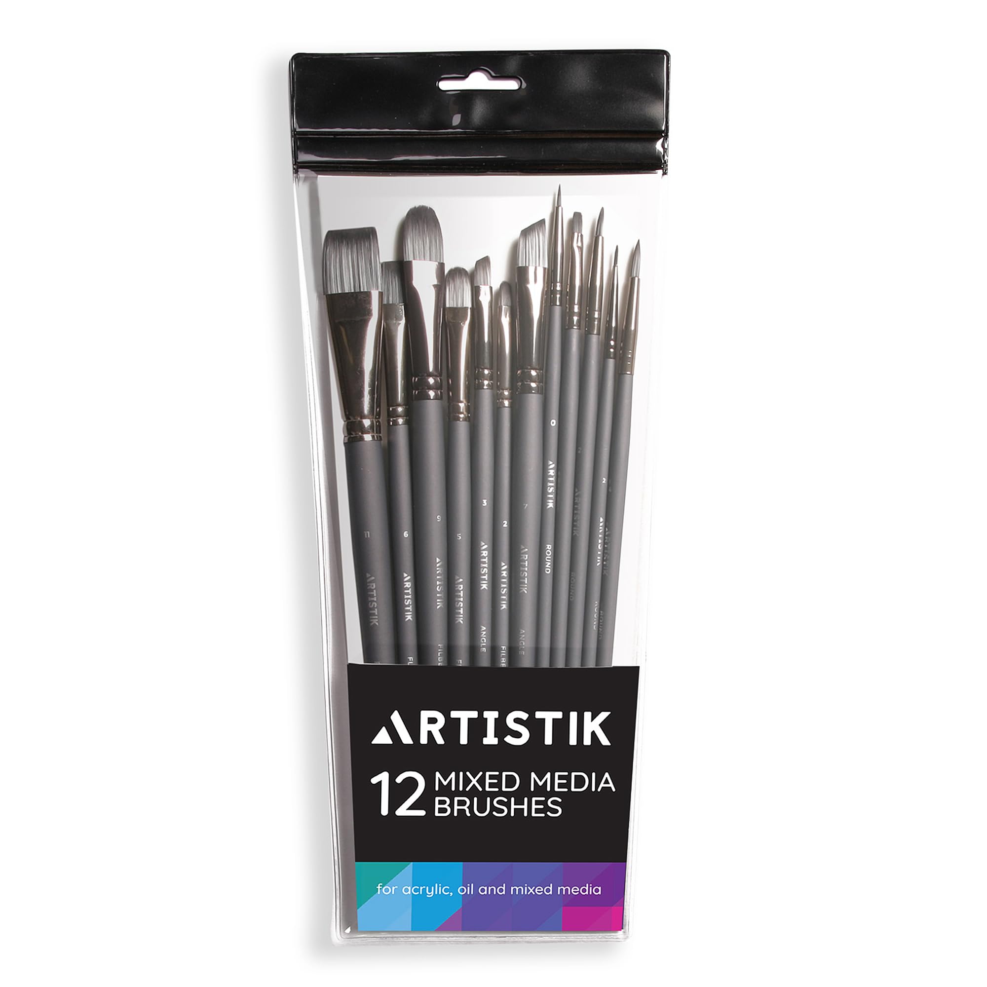 Artistik Grey, Silver Fine Detail Paint Brush Set - Miniature Brushes For Acrylic, Oil, Watercolor, Miniatures Painting, Paintbrushes, Professional Detailing Paint Kit - 12 Piece Set