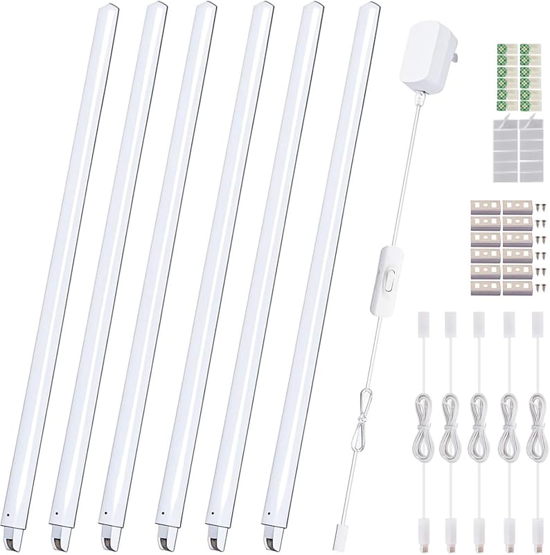 Cefrank 6-Pack Linkable Under Cabinet Lighting, 12" LED Shelf Light Bars | 1200LM Cool White • Plug-in • CRI90+ • Frosted Lens • Pantry • Bookshelf • Workbench