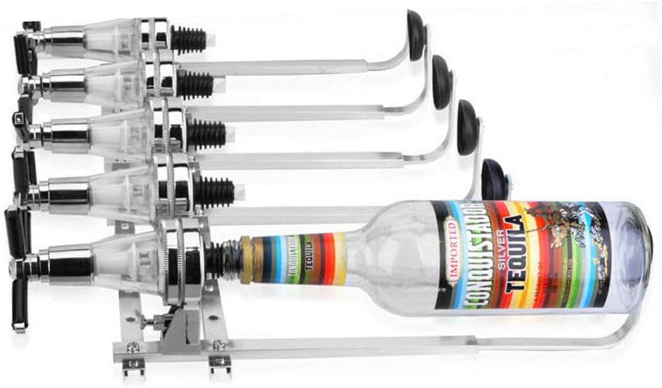Haueeschoen Wall Mounted Liquor DispenserBar Butler Bracket Wall Alcohol Cocktail Wine Beer, Alcohol Bottle Beverage Stand Revolving Nozzle Drinkware Set, Wall Bracket with 4/6 25ml Optics